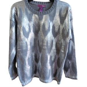 Aqua  Boho Sweater Crewneck  Longsleeves  Gray/Silver  Acrylic  Girls Large  NEW